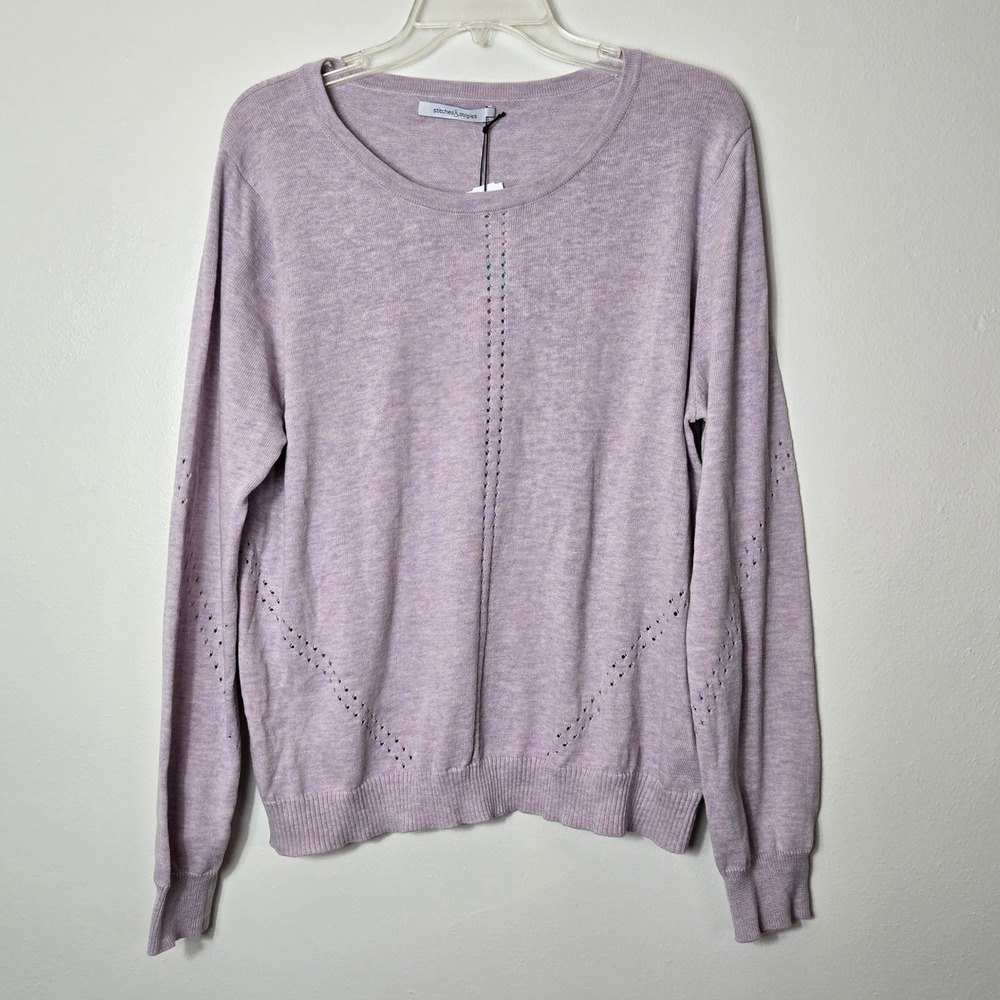 Stitches & Stripes Finie Drop Shoulder Mesh Pullover Purple‎ XXL SSGT21SP-10 NEW